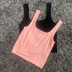 2 - Forever 21 Black and Pink Crop Tank Top